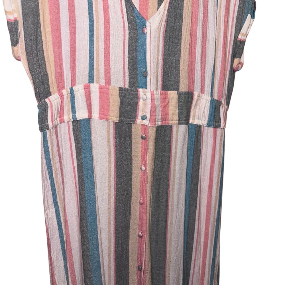 Roxy|Lagoon Button Down Striped Maxi Dress Beachy… - image 4